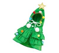 Green Christmas Pet Cloak with Star Festives Puppies Capes Winter Warm Dog Capes for Small Dogs and Cats Holiday Costume