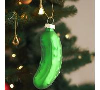 Green Christmas Pickle Tree Ornaments,Cute Glass Blown Green Pickle Cucumber Hanging Ornaments,Funny Pickled Cucumber Tree Hanging Pendant with Lanyard,Novelty Holiday Decoration