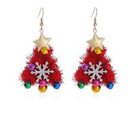 Green Christmas Tree Bell Earrings Christmas Bell Bowknot Dangle Earrings Xmas Bow Wreath Earrings New Year Festive for Women, Zinc, copper