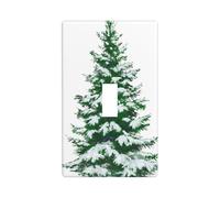 Green Christmas Tree Covered Snow Light Switch Cover Decorative Single Toggle 1 Gang Wall Plate for Kitchen Farmhouse Bedroom Bathroom Art Decor