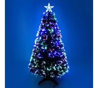 Green Christmas tree Fiber Optic tree Colour changing multicolour with stand free standing Artificial Xmas Tree with Star Topper Holiday Decoration for Home, Office & Parties (60cm (2 Feet))
