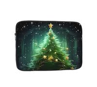 Green Christmas Tree Laptop Sleeve for Women Men, 13 Inch Waterproof Laptop Bag Lightweight Notebook Computer Cover Bag
