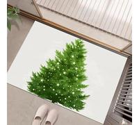 Green Christmas Tree Washable Door Mats Indoor, Twinkle Twinkle Little Star Dirt Trapper Mat Absorbent Non-Slip Low Profile Doormat For Entrance, Inside, Front Back Door, Pets And Dogs- 40 X 60 Cm