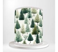 Green Christmas Trees Pine Trees Festive Winter Scene Wrap Around Print A4 Edible Paper Icing Sheet Cake Topper Side Ribbon Border Decor for Personalised Themed Decorations