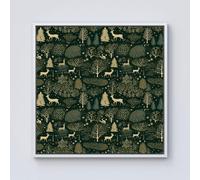 Green Christmas Woodlands Framed Canvas Warren Reed - Designer Off White W16 inch x H16 inch