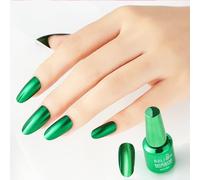 Green Chrome Nail Polish, Metallic Mirror Metal Effect, Quick Dry
