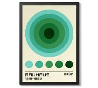 Green Circles, Bauhaus Wall Art, Mid-Century Poster (A3 Black)