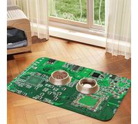 Green Circuit Board,Waterproof Pet Feeding Mat,PU Leather Placemats for Cat Dog Water Bowl,Food Mats,30x45cm