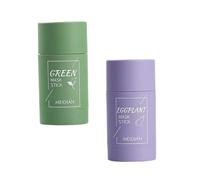 Green Clay Face Mask Stick, 2Pcs Purifying Clay Facial Cover, Deep Cleansing Moisturizing Blackhead Remover, Green Tea Formula for Oily Skin