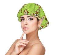 Green Clever Monkey Adult's Satin Sleeping Cap - Women's Elastic Sleep Bonnet, Adjustable Overnight Hair Cover for Hairstyles, Black, One Size, Black, One Size
