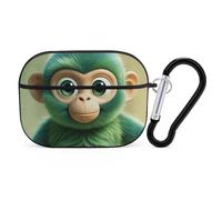 Green Clever Monkey AirPod Pro Case, Anti Scratch Hard PC Cover with Keychain, AirPod Pro 2nd/1st Case Accessories for Women Men, Black-Style