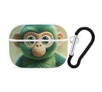 Green Clever Monkey AirPod Pro Case, Anti Scratch Hard PC Cover with Keychain, AirPod Pro 2nd/1st Case Accessories for Women Men, White-Style