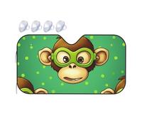 Green Clever Monkey Car Windshield Sun Shade Foldable Car Sun Shade Front Windshield Sunshade Windshield Cover Reflective Sun Visor Keep Your Vehicle Cool for Most Sedans SUV Truck