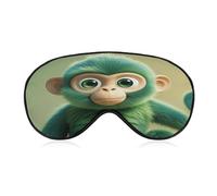 Green Clever Monkey Eye Mask, Adjustable Strip, Blocks Light Sleep Mask, Sleep Eye Mask for Night Sleeping Travel Nap 8.1 * 4.1 Inches