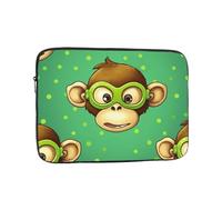Green Clever Monkey Laptop Sleeve for Women Men, 10 Inch Waterproof Laptop Bag Lightweight Notebook Computer Cover Bag