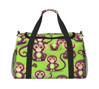 Green Clever Monkey Print Ample Space Travel Duffle Bag Stylish with Waterproof Zipper for Airplane Gym