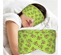 Green Clever Monkey Print Blackout Blindfold Reversible Broad Strap Sleep Eye Cover Travel