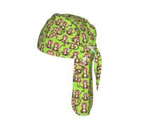 Green Clever Monkey Print Breathable Cycling Cap Unisex Elastic Yoga Running Sweatband Outdoor Sports Hat