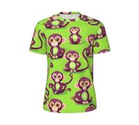 Green Clever Monkey Print Fashion Summer Clothing Short Sleeve T-Shirt Breathable Gym Casual Running Sport