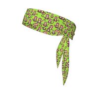 Green Clever Monkey Print Headbands Soft Unisex Adjustable Headwraps, Hair Athletic Bands For Running, Tennis, Sports