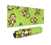 Green Clever Monkey Print Large Mouse Pad Non-Slip Desk Pad Protector Computer Keyboard Pad for Office Home 80 * 30 cm