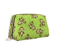 Green Clever Monkey Print Makeup Bag Portable Versatile Toiletry Bag Large Capacity Cosmetic Bag for Women