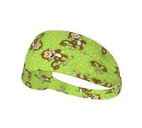 Green Clever Monkey Print Non-Slip Elastic Running Headband, Sweat Absorbing Stretchy Hair Bands For Gym Yoga, Soft Skin-Friendly Foldable Workout Headband