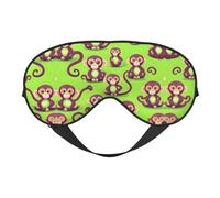 Green Clever Monkey Print Soft Eye Mask for Women Men Comfortable with Adjustable Strap for Travel Yoga Nap Shift Work