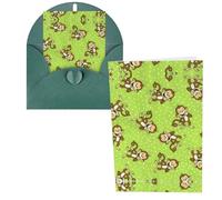 Green Clever Monkey Print Thank You Cards Greeting Cards With Envelopes Blank Note Cards 10x15 cm Perfect for Thank Yous Invitations