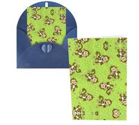 Green Clever Monkey Print Thank You Cards Greeting Cards With Envelopes Blank Note Cards 10x15 cm Perfect for Thank Yous Invitations