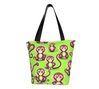 Green Clever Monkey Print Versatile Use Bag Summer Crossbody Handbag Travel Beach Shopping Stylish Accessory