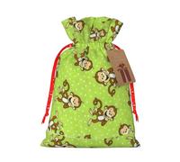 Green Clever Monkey Printing 1 Pc Christmas Bag With Drawstring For All Adults To Give Presents Halloween