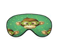 Green Clever Monkey Sleep Mask for Side Sleeper Light Blocking Night Blindfold Eye Shade Cover with Adjustable Strap Soft Breathable Zero Pressure Eye Masks for Travel Nap