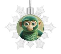 Green Clever Monkey Snowflake Ornaments Christmas Hanging Snowflake Decorations Christmas Snowflakes Decorations Supplies for Party Decorations Holiday New Year Decor