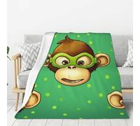 Green Clever Monkey Throw Blanket Ultra Soft Cozy Fleece Blanket Lightweight Warm Bed Blanket All Season for Home Living Room Sofa Couch Bed 40"X30"