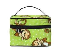 Green Clever Monkey Travel Makeup Bag - Elegant and Spacious Cosmetic Organizer for On-The-Go