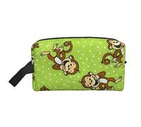 Green Clever Monkey Travel Makeup Bag Handbag - Large Capacity Portable Portable Cosmetic Organizer Bag