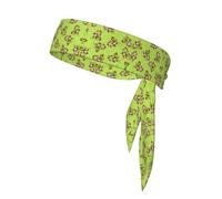 Green Clever Monkey Unisex Sports Head Tie - Double-Sided, Moisture-Wicking Workout Headband, Adjustable Knotted Band for Running, Yoga & Gym