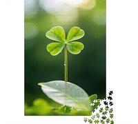 Green Clover Leaf 1000 Pc Extra-thick Cardboard Premium Jigsaw Puzzle Teen Fans 12-18 Hard Difficult Challenge Fun Present 38x26cm/1000pcs