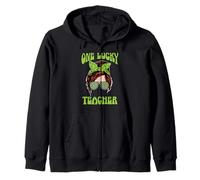 Green Clover Leaf One Lucky Teacher St Patrick's Day Zip Hoodie
