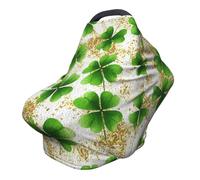 Green Clover Nursing Cover 360° Full Coverage Gold Coin Stretch Scarf for Breastfeeding and Car Seat Cover Fit for Most Pushchairs and Prams