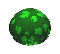 Green Clover Waterproof Shower Cap,Elastic Bathing Hair Cap Environmental Protection Hair Bath Caps, Double WaterproofBathing Shower Hat