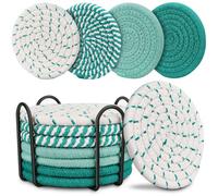 Green Coaster, Drink Coasters, 8 Pack Cup Coasters, Kitchen Table Decor, Table Decor for Living Room, Bar Accessories for The Home Bar Set, Coaster Set for Wooden Tabletop Protection Table