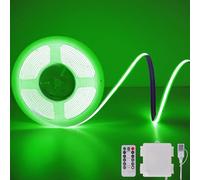 Green COB LED Strip Lights Battery Powered with Remote, 2M 640LED Light Strip Dimmable Cuttable Flexible Wireless LED Tape Light for Cabinet, Boat, Car, Computer, TV backlighting, Holidays Party