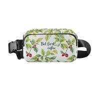 Green Coffee Plants White But First Coffee Cute Fanny Waist Pack for Men Women Mini Belt Bag with Adjustable Strap for Travel Gym Work