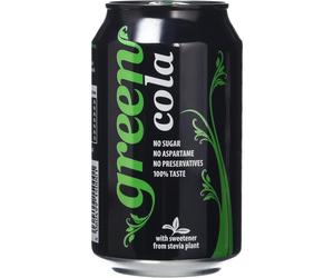 Green Cola Cans 24 Pack, No Sugar Soft Drink, 0 Calories, No Aspartame, Natural