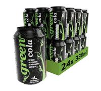 Green Cola Zero Calorie Soft Drink - Sugar-Free Fizzy Drinks with Stevia & Natural Caffeine - No Aspartame, Low Calorie Cans of Pop 24 Pack (330ml x 24)