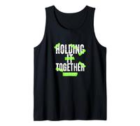 Green Color Barely Holding it Together Green Graphic Tank Top