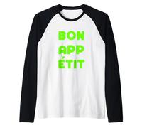 Green Color Bon App Etit Green Graphic Raglan Baseball Tee