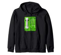 Green Color Connected Green Graphic Zip Hoodie